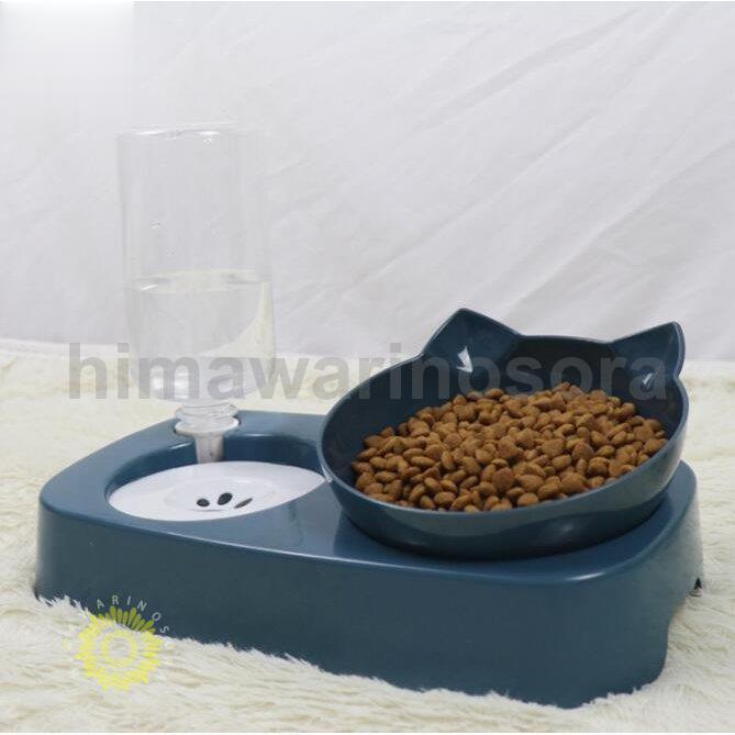給水器付き フードボウル 猫用 犬猫 自動給水器 ペットフィーダー兼用 給水器 餌入れ 食器 スタンド 食器台 ご飯 食事 犬 猫 水飲み器